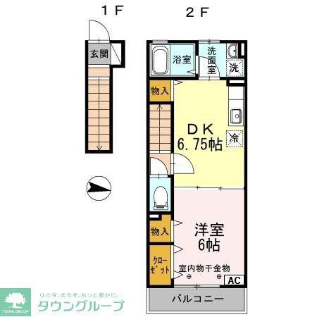 レガロ南水元(1DK/2階)の間取り写真