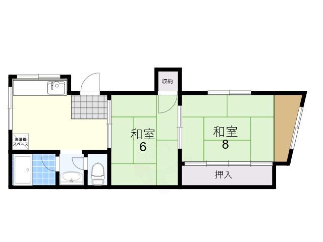 岡崎第2ビル(2DK/2階)の間取り写真