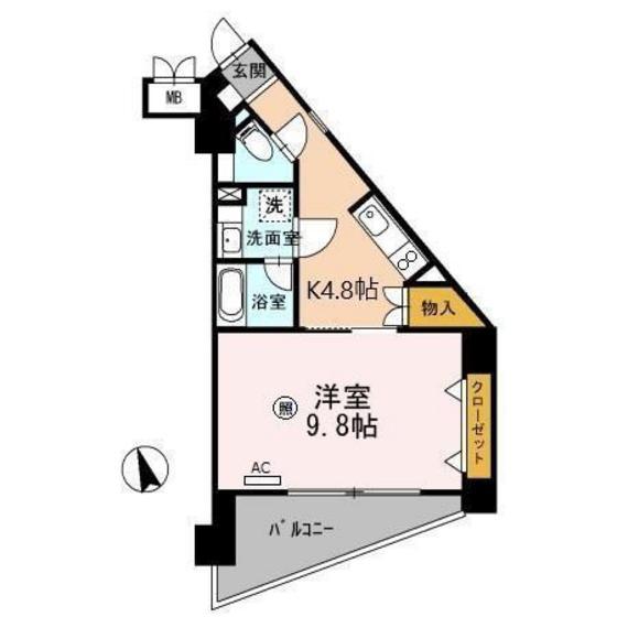 T2 FLAT(1K/1階)の間取り写真