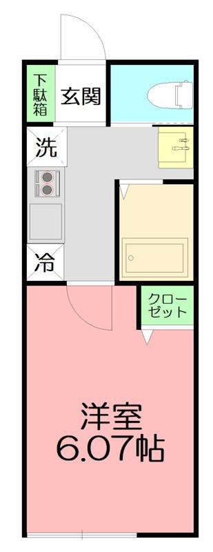 ブランノワールII(1K/1階)の間取り写真