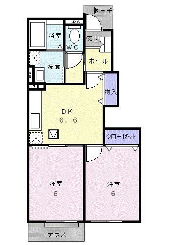 レジデンストーリン(2DK/1階)の間取り写真