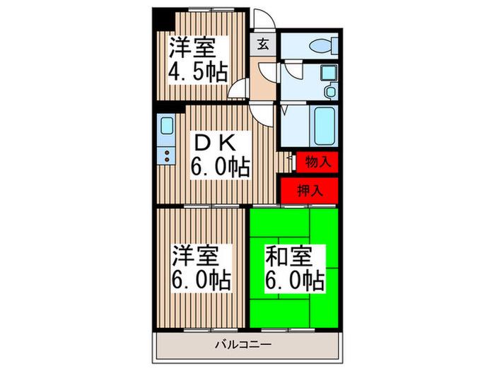 グリーンシティ藤重壱番館(3DK/2階)の間取り写真