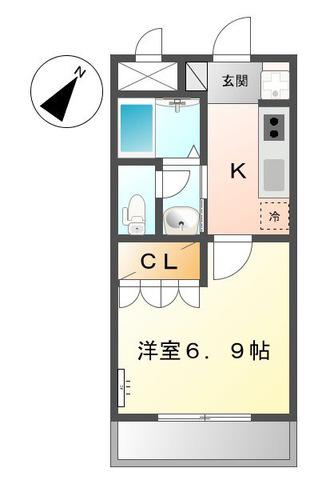コンフォール戸手(1K/3階)の間取り写真