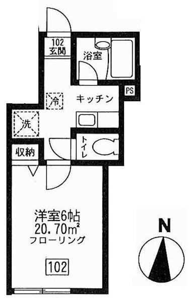ブルージュ(1K/1階)の間取り写真