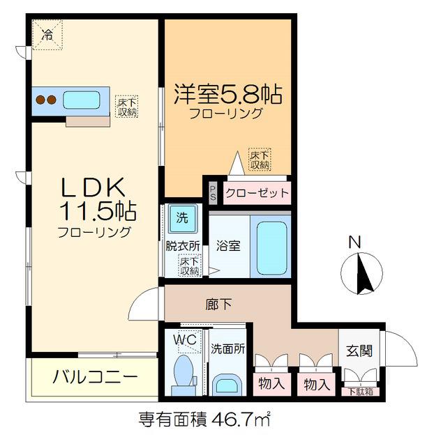 ESPERANZA(1LDK/1階)の間取り写真