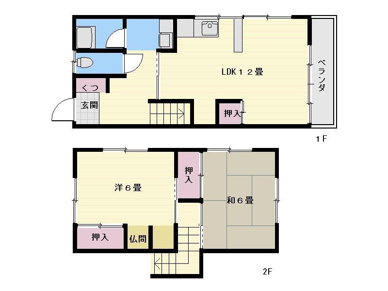 滝の神ハウス(2LDK/1階)の間取り写真
