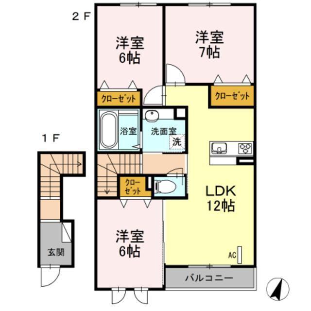 ESCUDO港南(3LDK/2階)の間取り写真