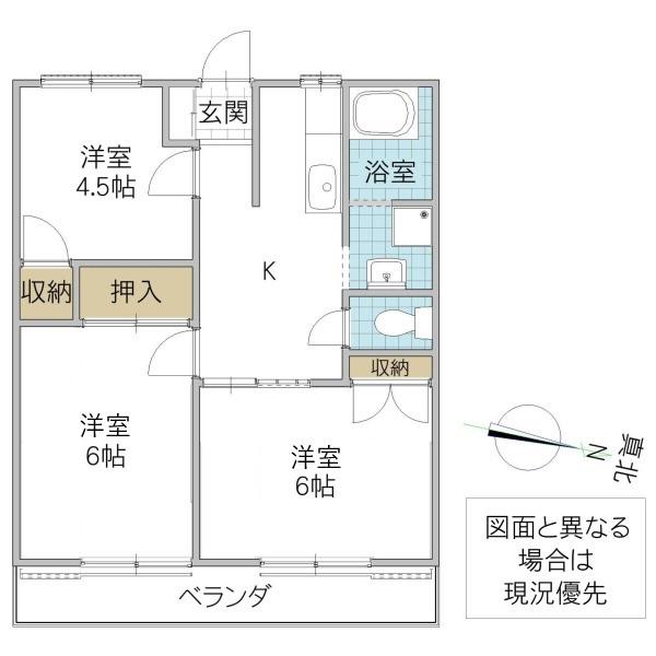 ヒロコーポ(3K/1階)の間取り写真