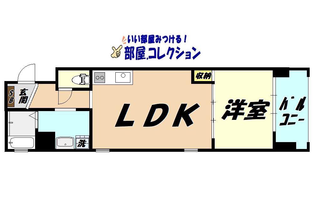 エルザビル香春口45(1LDK/11階)の間取り写真