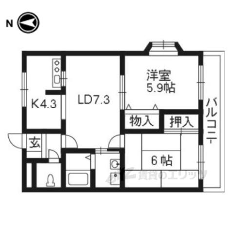 冨岡ハイツ(2LDK/2階)の間取り写真