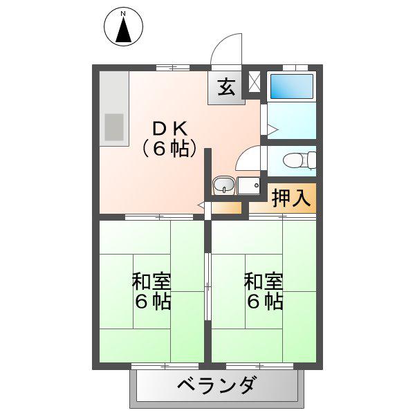 ニューシティ恵(2DK/1階)の間取り写真