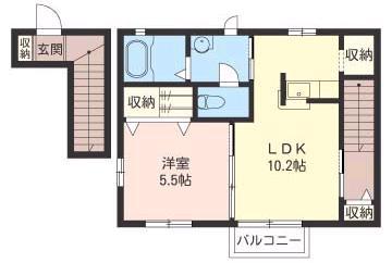 パインズD(1LDK/2階)の間取り写真