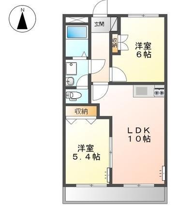 アメニティーハイツ2(2LDK/2階)の間取り写真