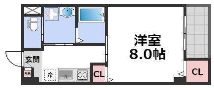 クィーンライフ東今里(1K/6階)の間取り写真