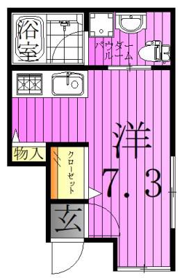 ジェラートⅡ(ワンルーム/1階)の間取り写真