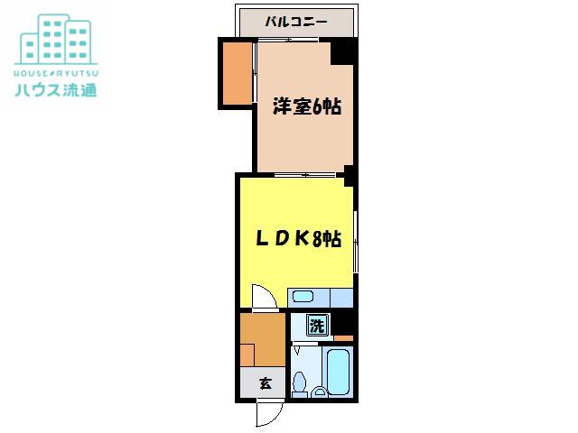 グランドハイツ勝山(1DK/4階)の間取り写真