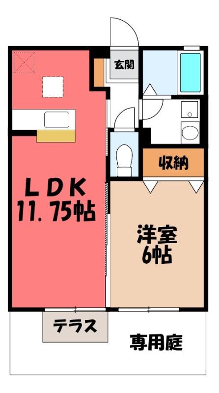 クレールヒルズ A(1LDK/1階)の間取り写真
