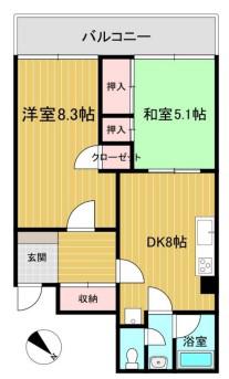 赤坂チェリーマンション(2DK/2階)の間取り写真