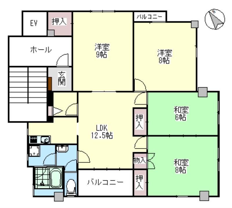 メイプル子安ビル(4LDK/3階)の間取り写真