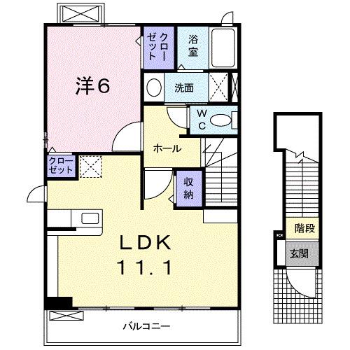 ビクトワール(1LDK/2階)の間取り写真