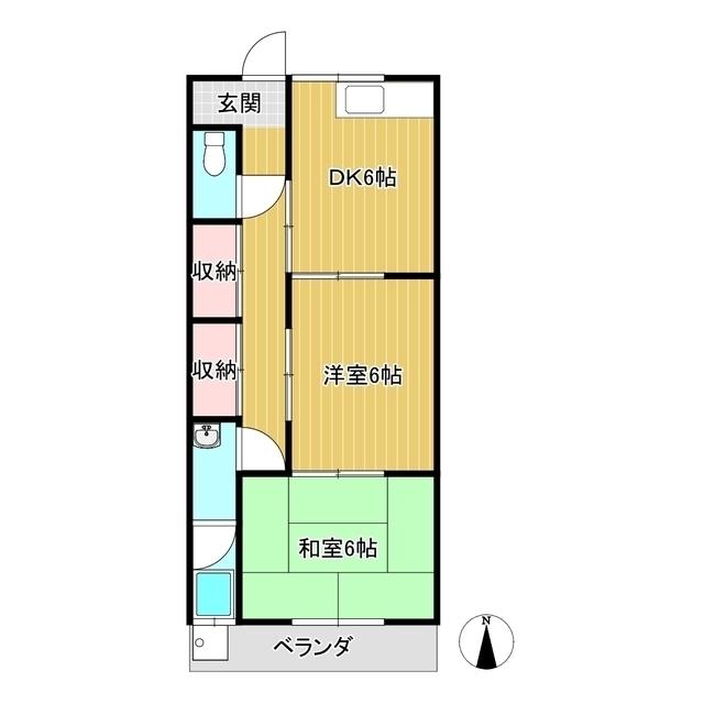 山本コーポ(2DK/2階)の間取り写真