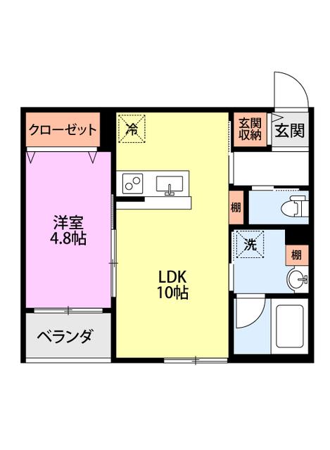 COMMON高志レイクサイド(1LDK/3階)の間取り写真