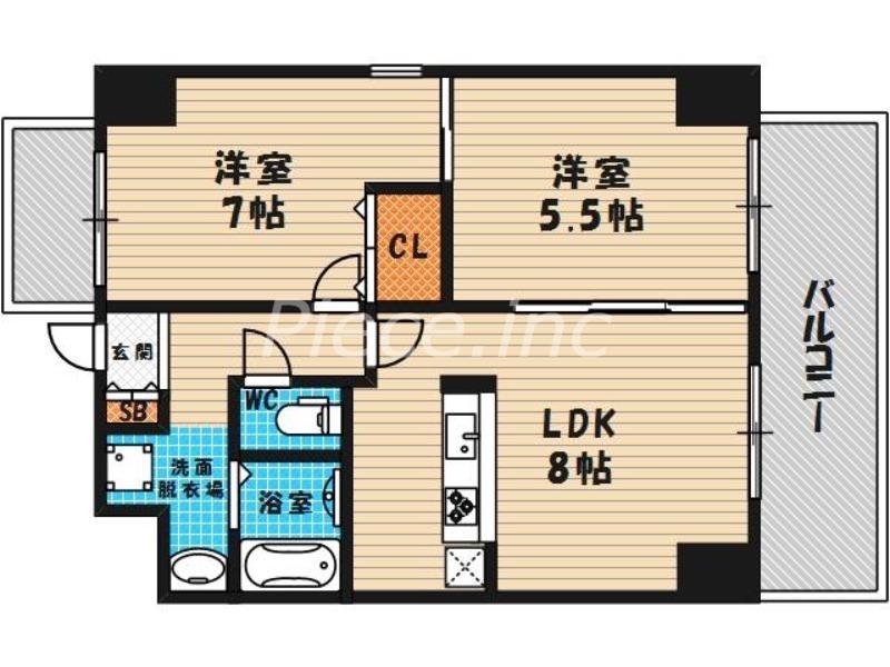 コンフォール・エスティオ(2LDK/10階)の間取り写真