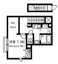 ルチア津田沼(1K/2階)の間取り写真