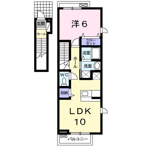 リアルエステートI(1LDK/2階)の間取り写真