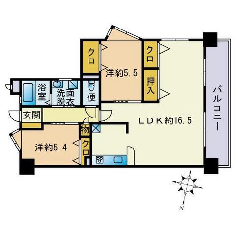三愛シティライフ香椎(2LDK/6階)の間取り写真