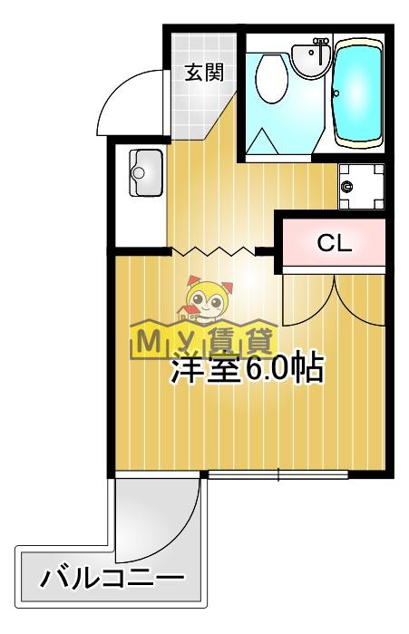 T.Iマンション(ワンルーム/4階)の間取り写真