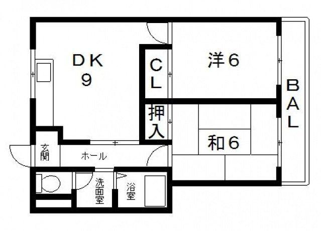 角野第5マンション(2LDK/1階)の間取り写真