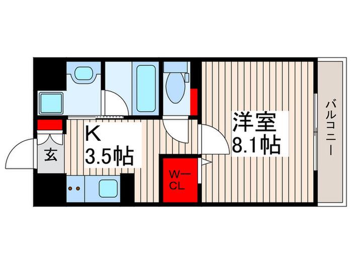 ESPOIR(1K/2階)の間取り写真