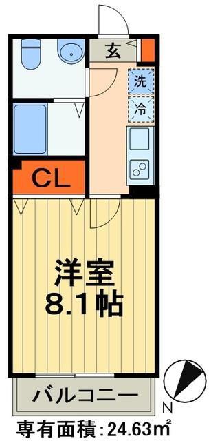 AJ蘇我ウエストⅠ(1K/1階)の間取り写真