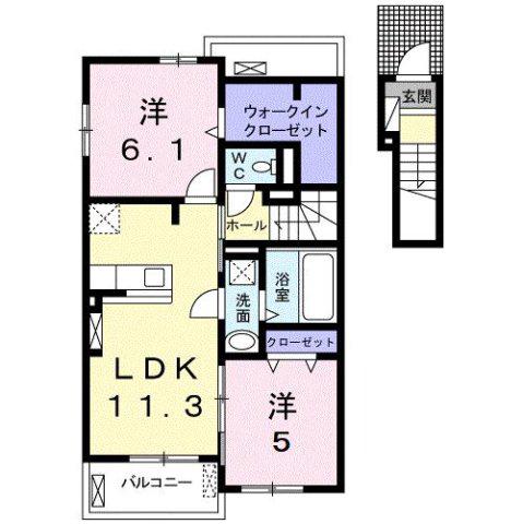 スカイテラス さくら(2LDK/2階)の間取り写真