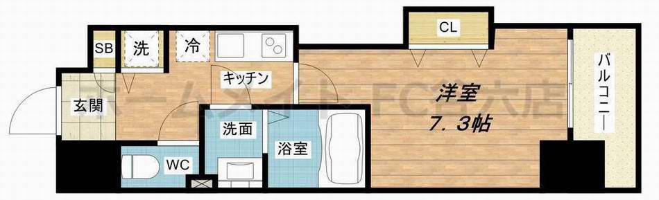 LUXE本町(1K/12階)の間取り写真