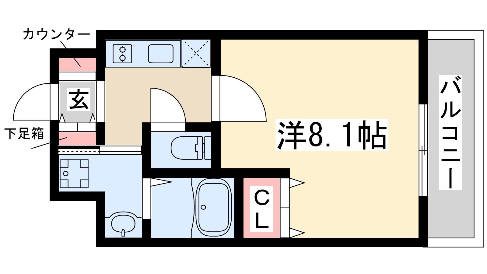 プレサンス大阪江坂(1K/2階)の間取り写真