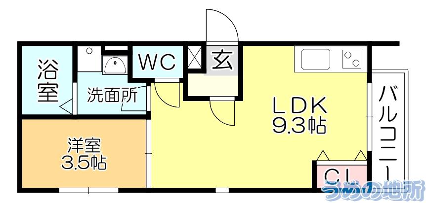 CLOVER津福(1LDK/2階)の間取り写真