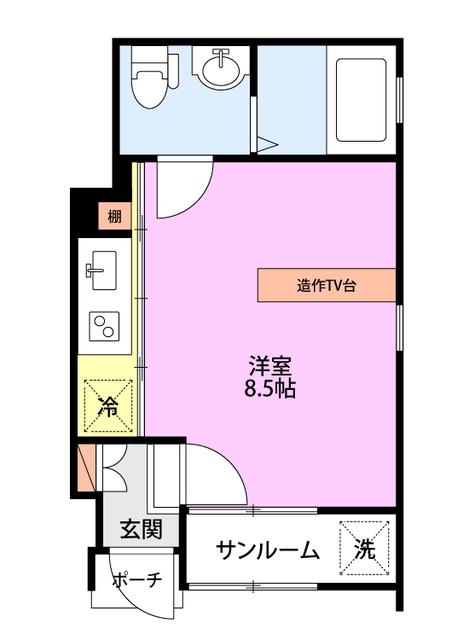 COMMON網川原 A棟(ワンルーム/1階)の間取り写真