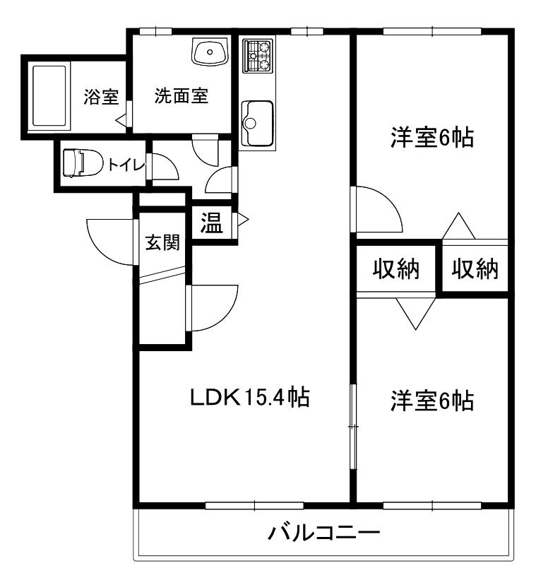 名寄市西10条南10丁目2LDKマンション(2LDK/1階)の間取り写真