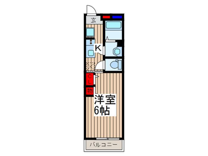 プルヌス川口幸町(1K/1階)の間取り写真