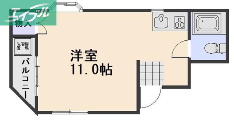 スカイコテージ三野(ワンルーム/1階)の間取り写真