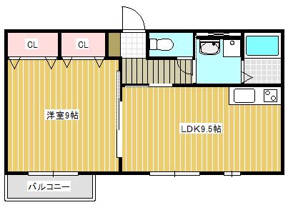 ステイヒル(1LDK/1階)の間取り写真