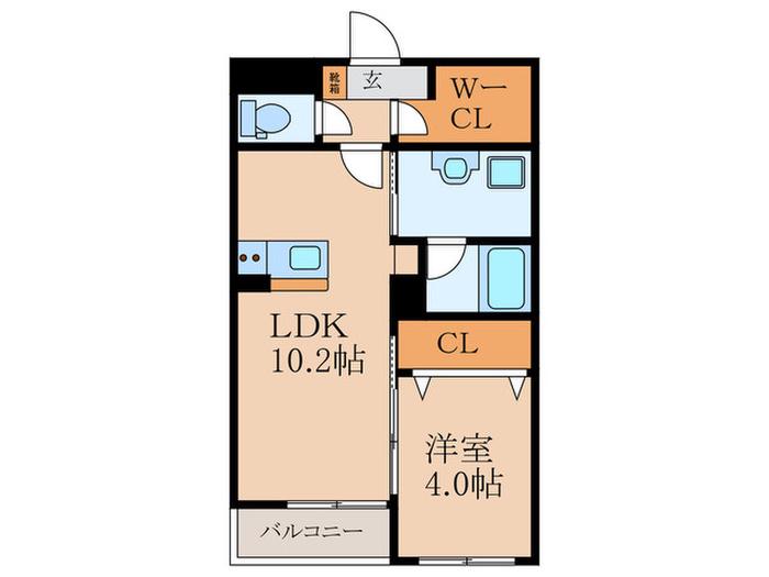 Mグランツ行橋(1LDK/5階)の間取り写真