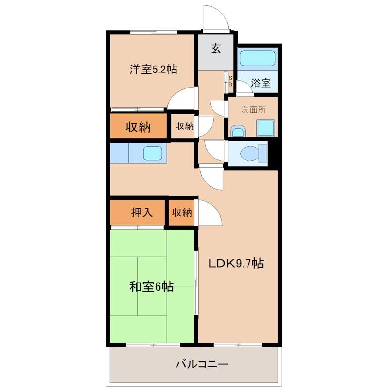 プラマー塚口(2LDK/4階)の間取り写真
