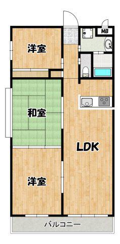 LIANGE 北六甲(3LDK/2階)の間取り写真
