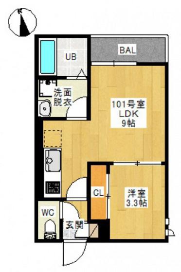 GRANDTIC HI(1LDK/1階)の間取り写真