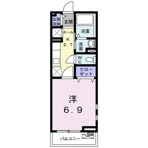 CASA天神(1K/2階)の間取り写真