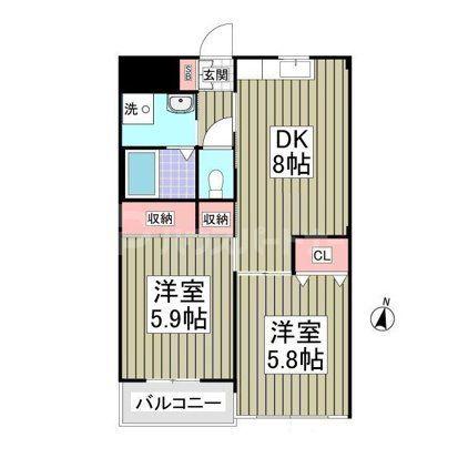 サンピアヒラタ(2DK/3階)の間取り写真