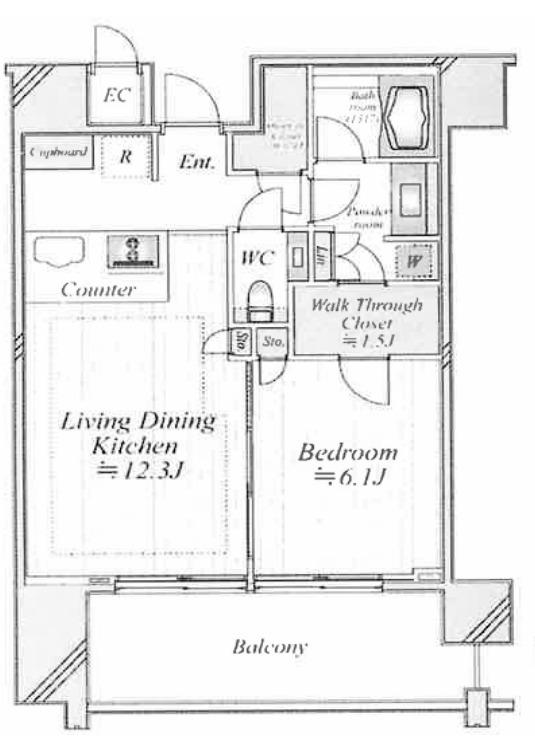 THE ROPPONGI TOKYO CLUB RESIDENCE(1LDK/19階)の間取り写真